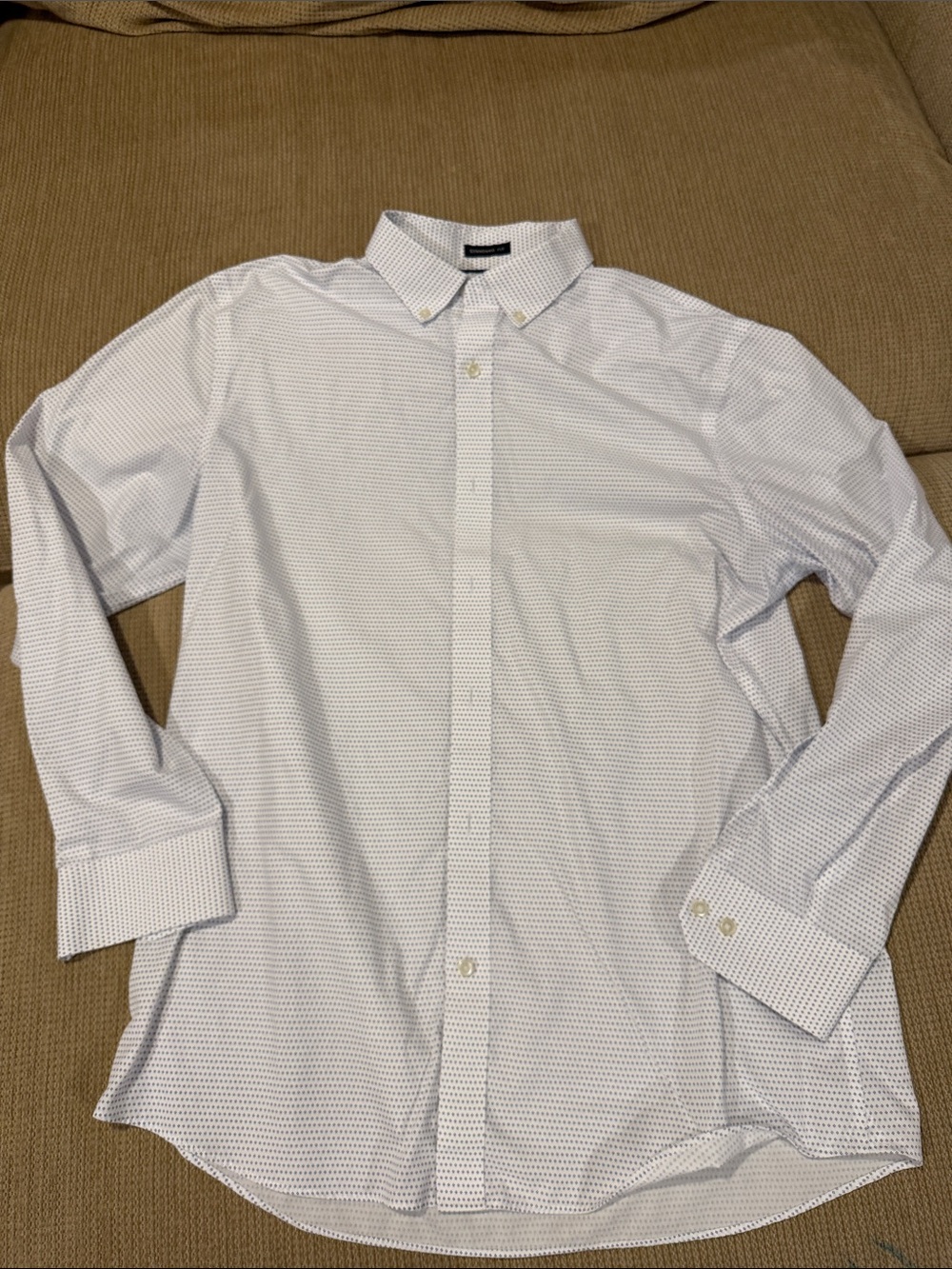 Banana Republic White Dress Shirt with Tiny Navy Dots